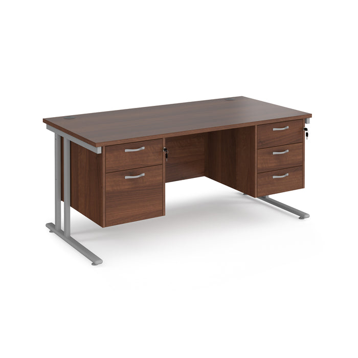 Maestro 25 straight desk with with 2 and 3 drawer pedestals and H-frame leg