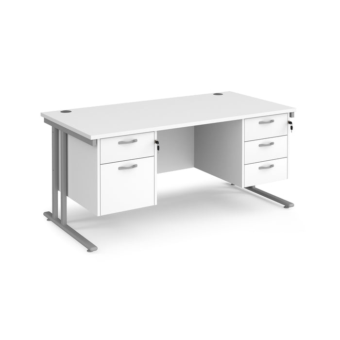 Maestro 25 straight desk with with 2 and 3 drawer pedestals and H-frame leg