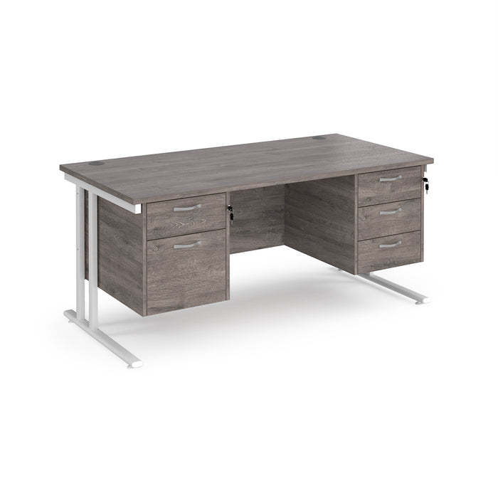 Maestro 25 straight desk with with 2 and 3 drawer pedestals and H-frame leg