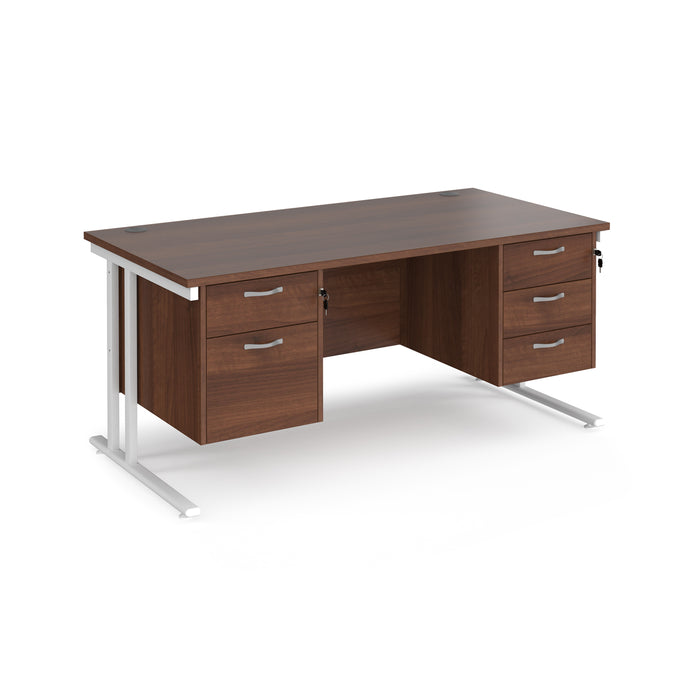 Maestro 25 straight desk with with 2 and 3 drawer pedestals and H-frame leg