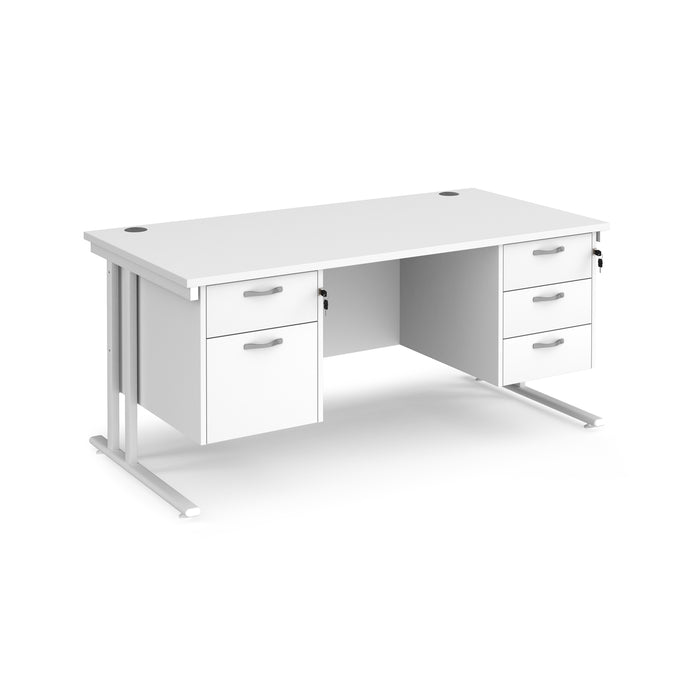 Maestro 25 straight desk with with 2 and 3 drawer pedestals and H-frame leg