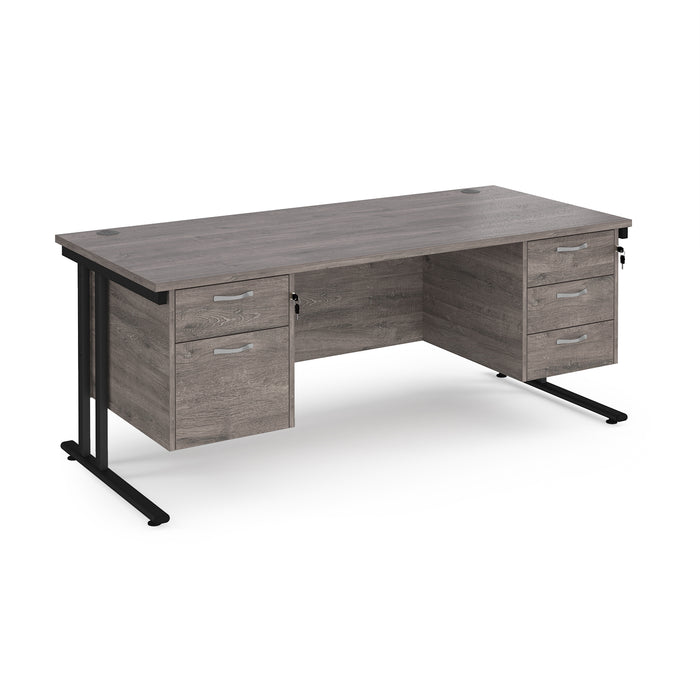 Maestro 25 straight desk with with 2 and 3 drawer pedestals and H-frame leg