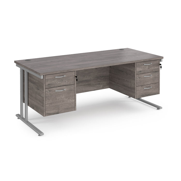 Maestro 25 straight desk with with 2 and 3 drawer pedestals and H-frame leg