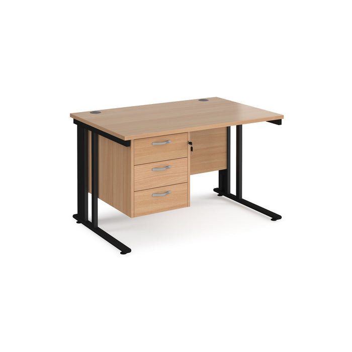 Maestro 25 straight desk with 3 drawer pedestal with cable managed leg frame