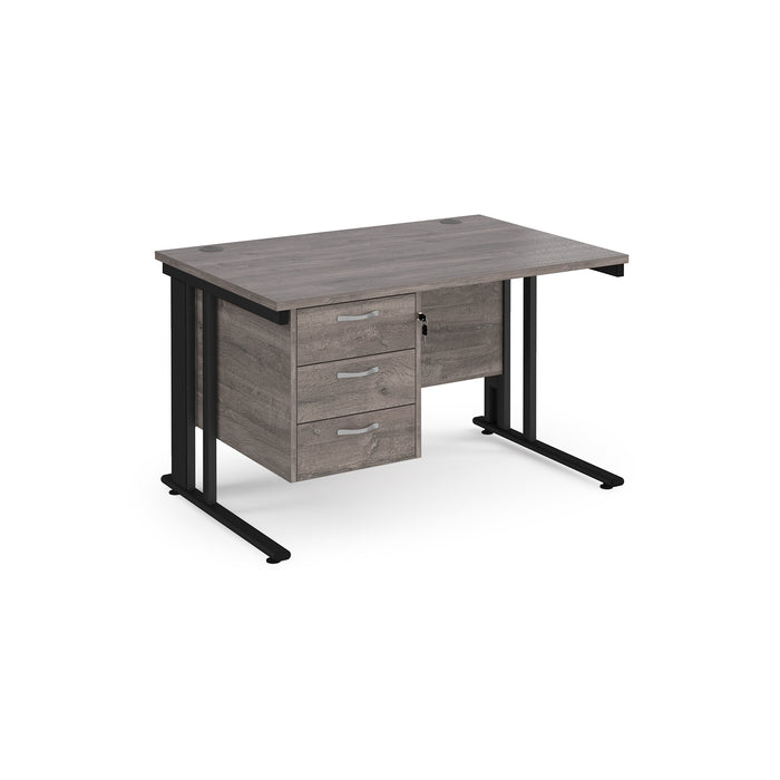 Maestro 25 straight desk with 3 drawer pedestal with cable managed leg frame