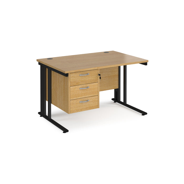 Maestro 25 straight desk with 3 drawer pedestal with cable managed leg frame