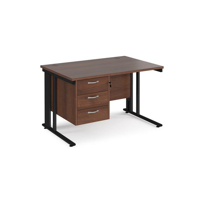 Maestro 25 straight desk with 3 drawer pedestal with cable managed leg frame