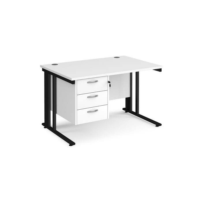 Maestro 25 straight desk with 3 drawer pedestal with cable managed leg frame