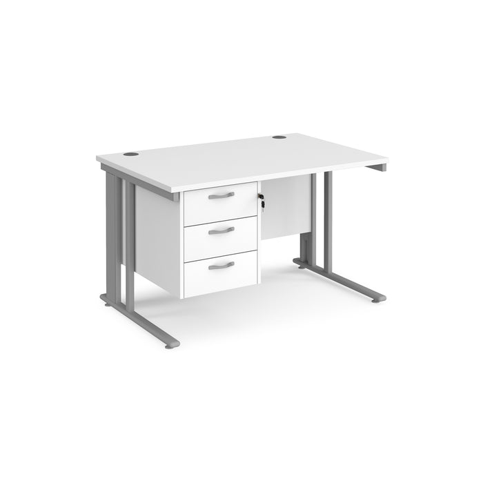 Maestro 25 straight desk with 3 drawer pedestal with cable managed leg frame