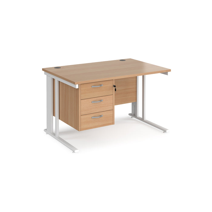 Maestro 25 straight desk with 3 drawer pedestal with cable managed leg frame