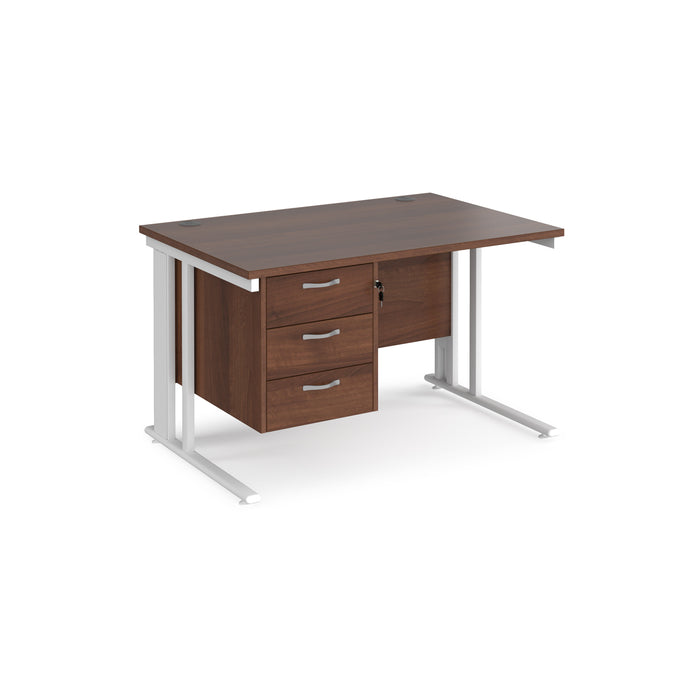 Maestro 25 straight desk with 3 drawer pedestal with cable managed leg frame