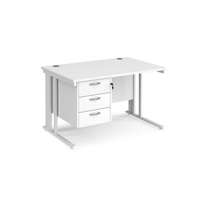 Maestro 25 straight desk with 3 drawer pedestal with cable managed leg frame