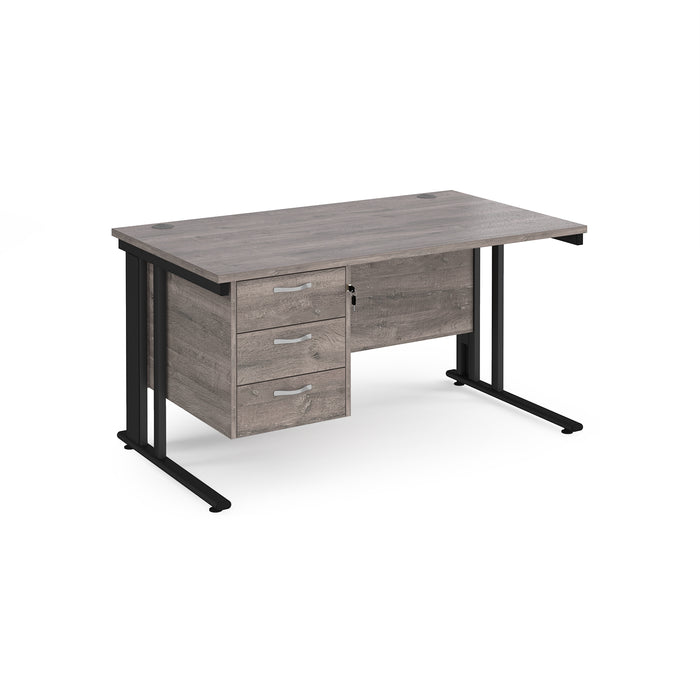 Maestro 25 straight desk with 3 drawer pedestal with cable managed leg frame