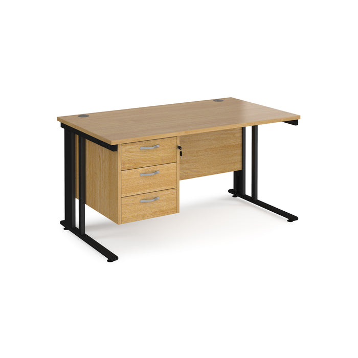 Maestro 25 straight desk with 3 drawer pedestal with cable managed leg frame