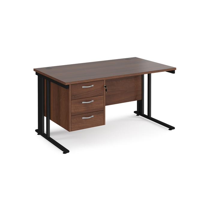 Maestro 25 straight desk with 3 drawer pedestal with cable managed leg frame