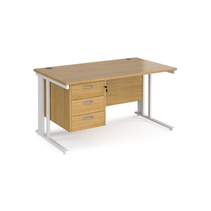 Maestro 25 straight desk with 3 drawer pedestal with cable managed leg frame