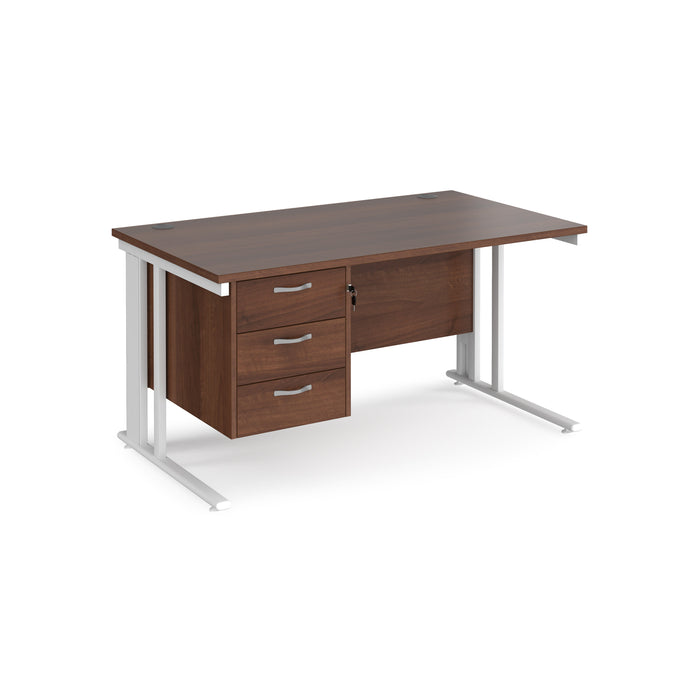 Maestro 25 straight desk with 3 drawer pedestal with cable managed leg frame