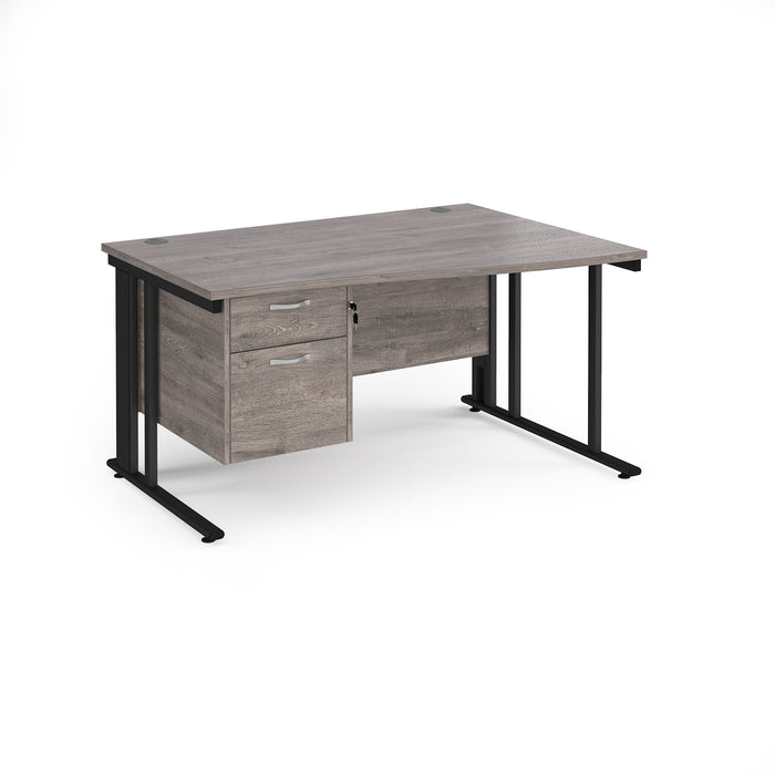 Maestro 25 right hand wave desk wide with 2 drawer pedestal and cable managed leg frame