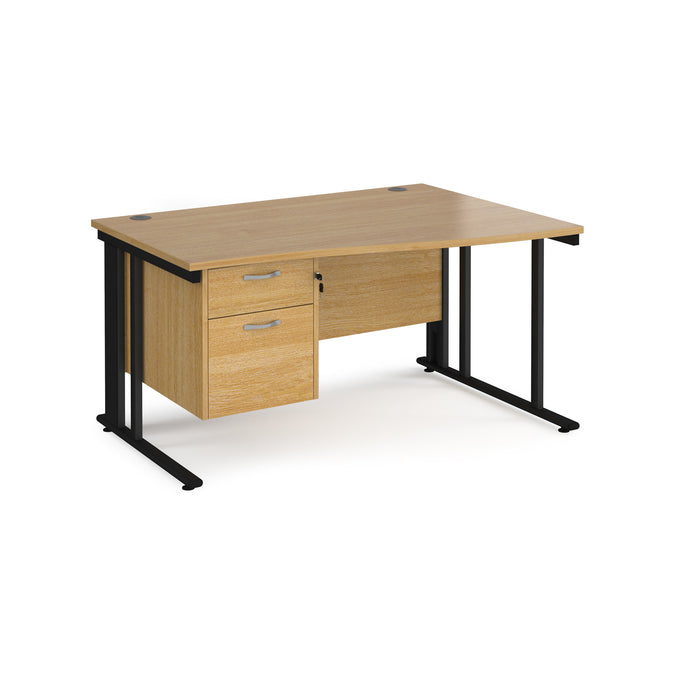 Maestro 25 right hand wave desk wide with 2 drawer pedestal and cable managed leg frame