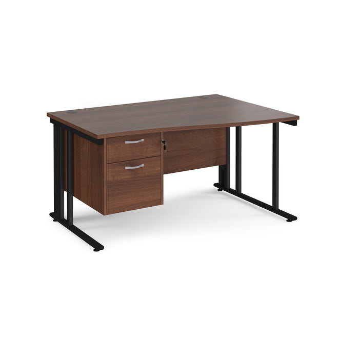 Maestro 25 right hand wave desk wide with 2 drawer pedestal and cable managed leg frame