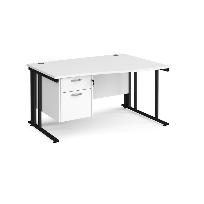 Maestro 25 right hand wave desk wide with 2 drawer pedestal and cable managed leg frame