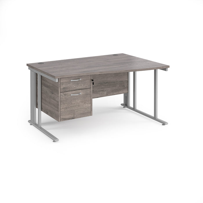 Maestro 25 right hand wave desk wide with 2 drawer pedestal and cable managed leg frame