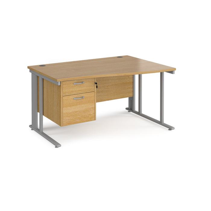 Maestro 25 right hand wave desk wide with 2 drawer pedestal and cable managed leg frame