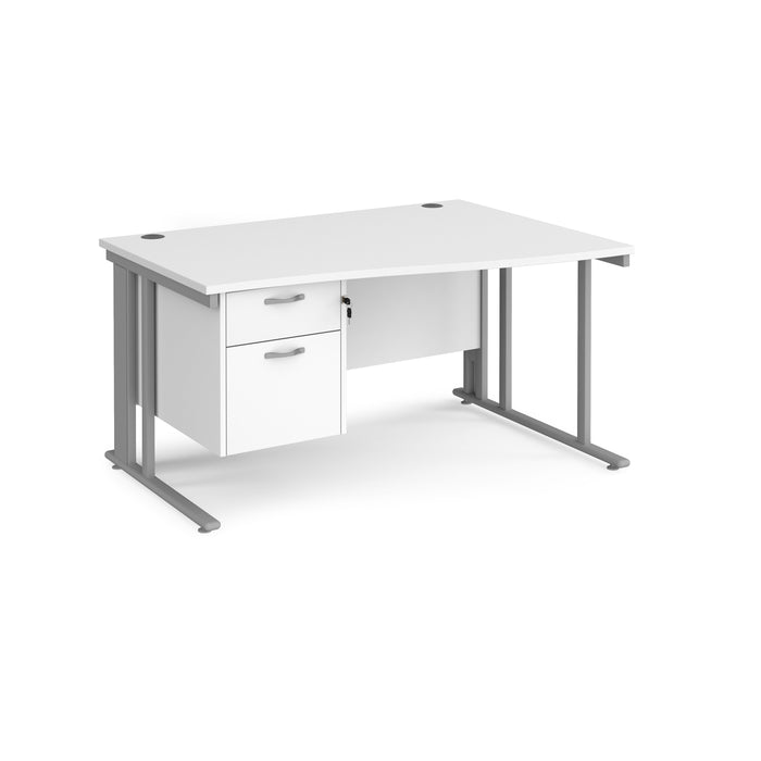 Maestro 25 right hand wave desk wide with 2 drawer pedestal and cable managed leg frame