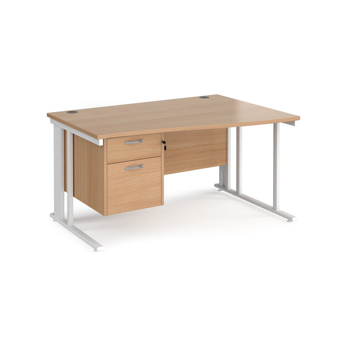 Maestro 25 right hand wave desk wide with 2 drawer pedestal and cable managed leg frame