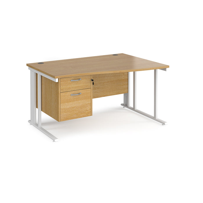 Maestro 25 right hand wave desk wide with 2 drawer pedestal and cable managed leg frame