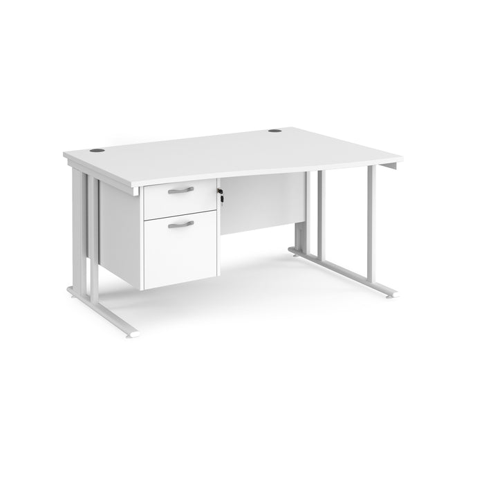 Maestro 25 right hand wave desk wide with 2 drawer pedestal and cable managed leg frame