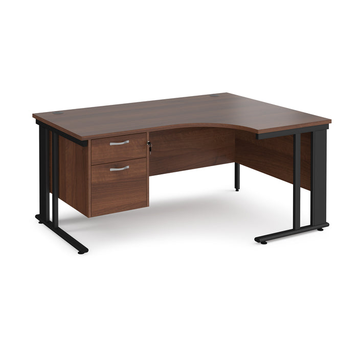 Maestro 25 right hand ergonomic desk with 2 drawer pedestal and cable managed leg frame