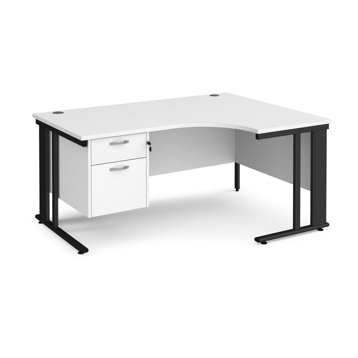 Maestro 25 right hand ergonomic desk with 2 drawer pedestal and cable managed leg frame