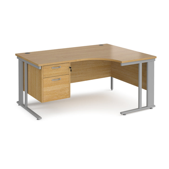 Maestro 25 right hand ergonomic desk with 2 drawer pedestal and cable managed leg frame