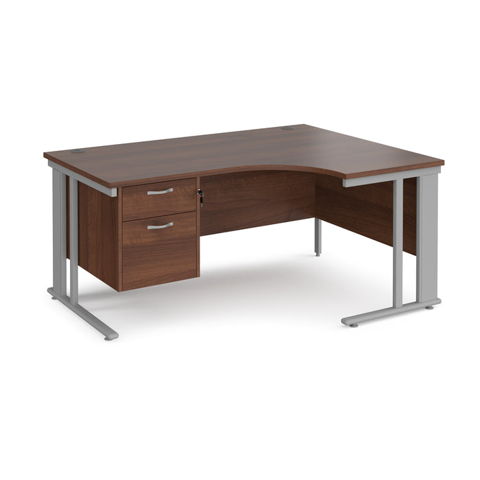 Maestro 25 right hand ergonomic desk with 2 drawer pedestal and cable managed leg frame