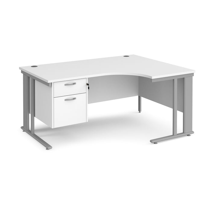 Maestro 25 right hand ergonomic desk with 2 drawer pedestal and cable managed leg frame