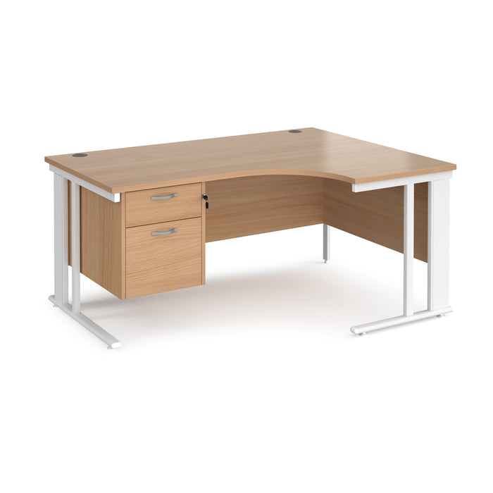 Maestro 25 right hand ergonomic desk with 2 drawer pedestal and cable managed leg frame