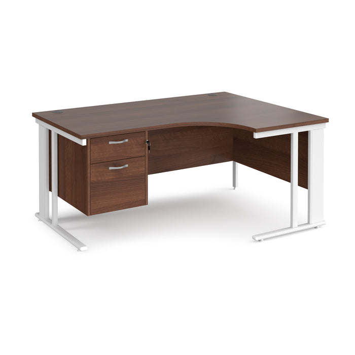 Maestro 25 right hand ergonomic desk with 2 drawer pedestal and cable managed leg frame