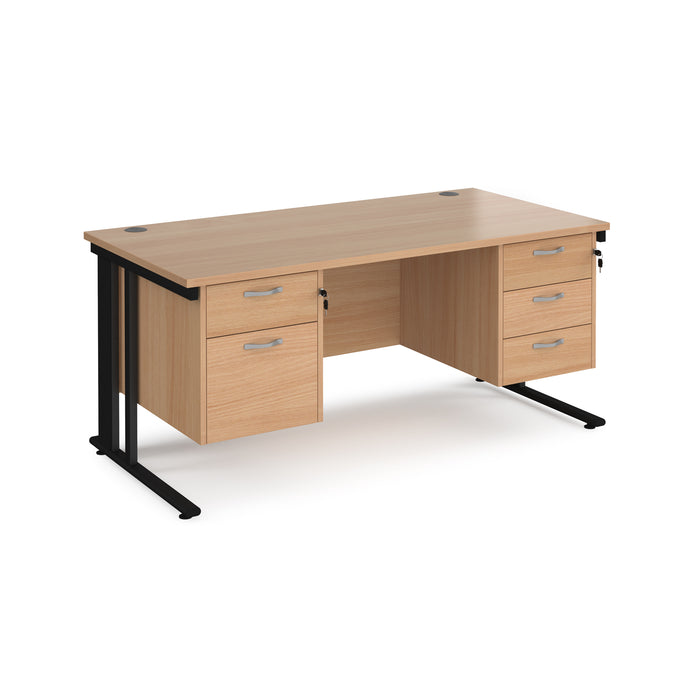 Maestro 25 straight desk with 2 and 3 drawer pedestals and cable managed leg frame