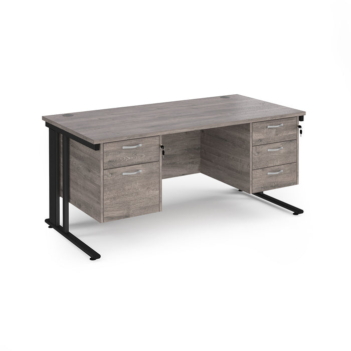 Maestro 25 straight desk with 2 and 3 drawer pedestals and cable managed leg frame