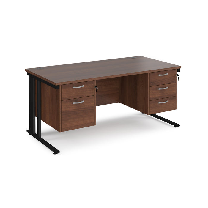 Maestro 25 straight desk with 2 and 3 drawer pedestals and cable managed leg frame