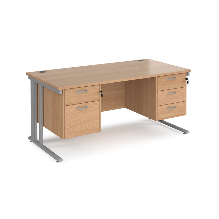 Maestro 25 straight desk with 2 and 3 drawer pedestals and cable managed leg frame