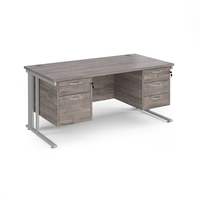 Maestro 25 straight desk with 2 and 3 drawer pedestals and cable managed leg frame