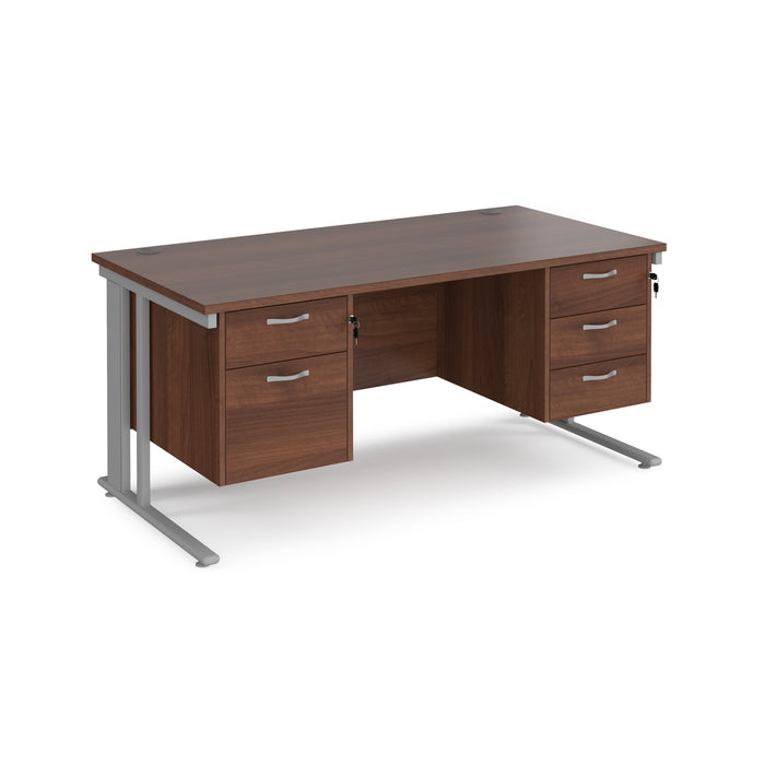 Maestro 25 straight desk with 2 and 3 drawer pedestals and cable managed leg frame