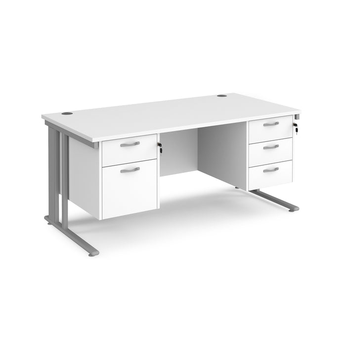 Maestro 25 straight desk with 2 and 3 drawer pedestals and cable managed leg frame