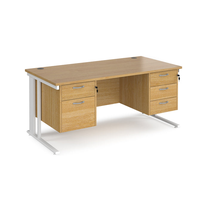 Maestro 25 straight desk with 2 and 3 drawer pedestals and cable managed leg frame