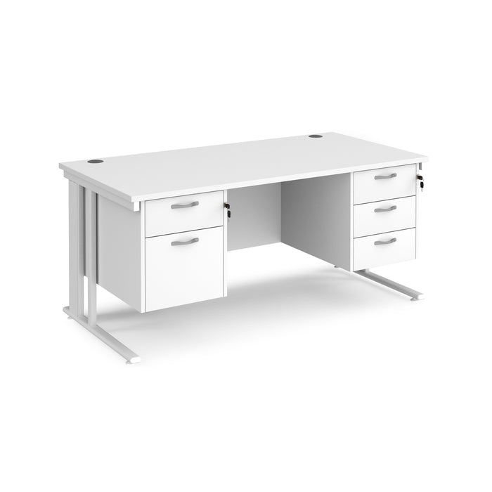 Maestro 25 straight desk with 2 and 3 drawer pedestals and cable managed leg frame