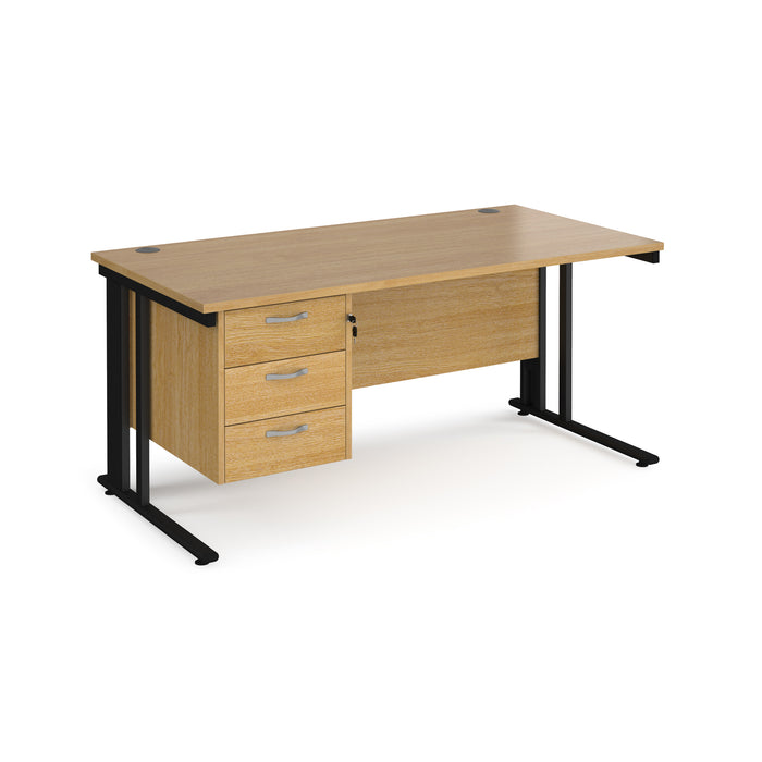 Maestro 25 straight desk with 3 drawer pedestal with cable managed leg frame