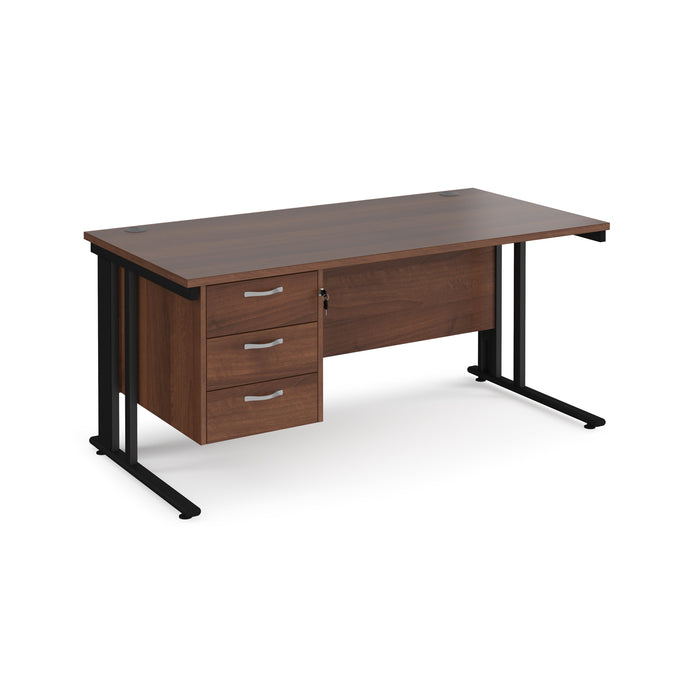 Maestro 25 straight desk with 3 drawer pedestal with cable managed leg frame