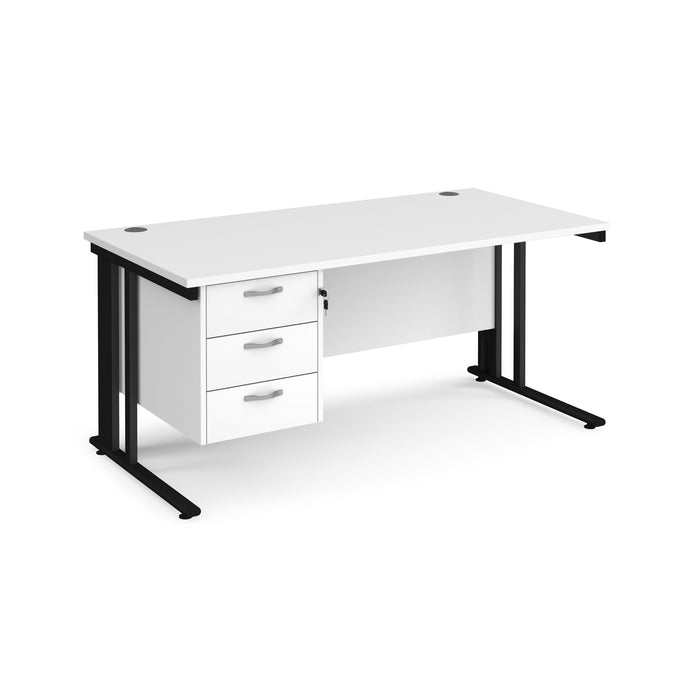 Maestro 25 straight desk with 3 drawer pedestal with cable managed leg frame